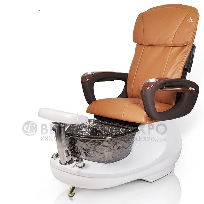 GSpaF HT-045 Pedicure Chair. Mocha Seat Color And Nickel Glass Bowl