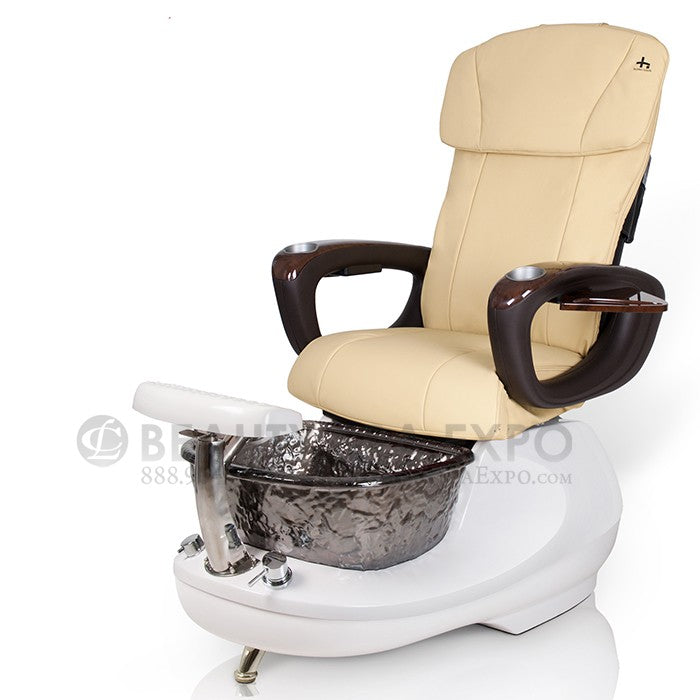 GSpaF HT-045 Pedicure Chair. Cream Seat Color And Nickel Glass Bowl